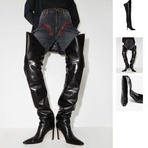 NWT-Amina Muaddi  Iman thigh-high 85mm boots-SIZE 6.5